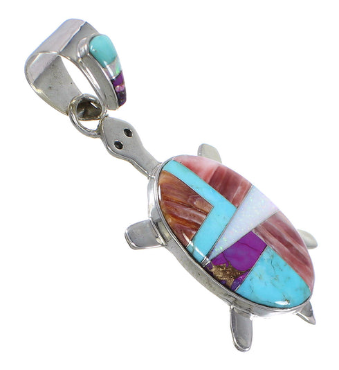 Southwestern Silver Multicolor Turtle Pendant YX77690